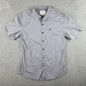 Father Sons Button Up Shirt Mens XL (M) Gray Short Sleeve Stretch Slim Fit